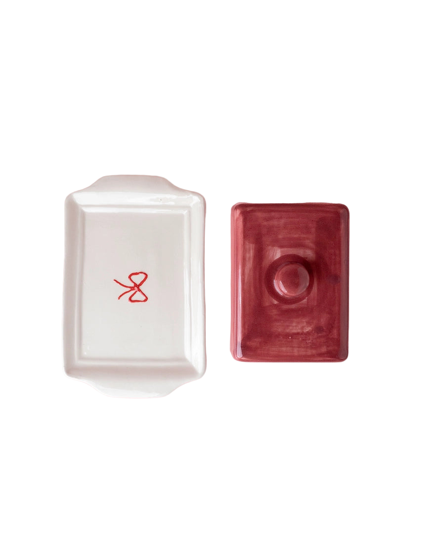 Noelle Burgundy Ceramic, Butter Dish