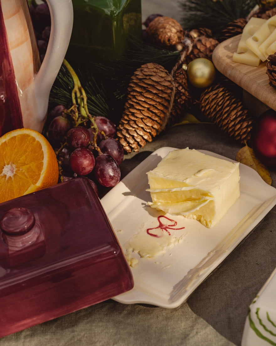 Noelle Burgundy Ceramic, Butter Dish