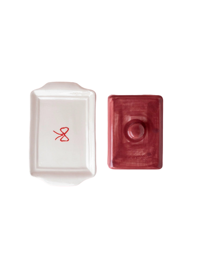 Noelle Burgundy Ceramic, Butter Dish